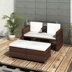 vidaXL 4-delige Loungeset met kussens poly rattan bruin, 3 zitplaatsen, Nieuw, Loungeset, Verzenden