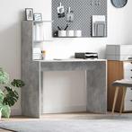 vidaXL Bureau met plank Betongrijs 102 x 50 x 124 cm Bewerkt, Huis en Inrichting, Bureaus, Verzenden, Nieuw