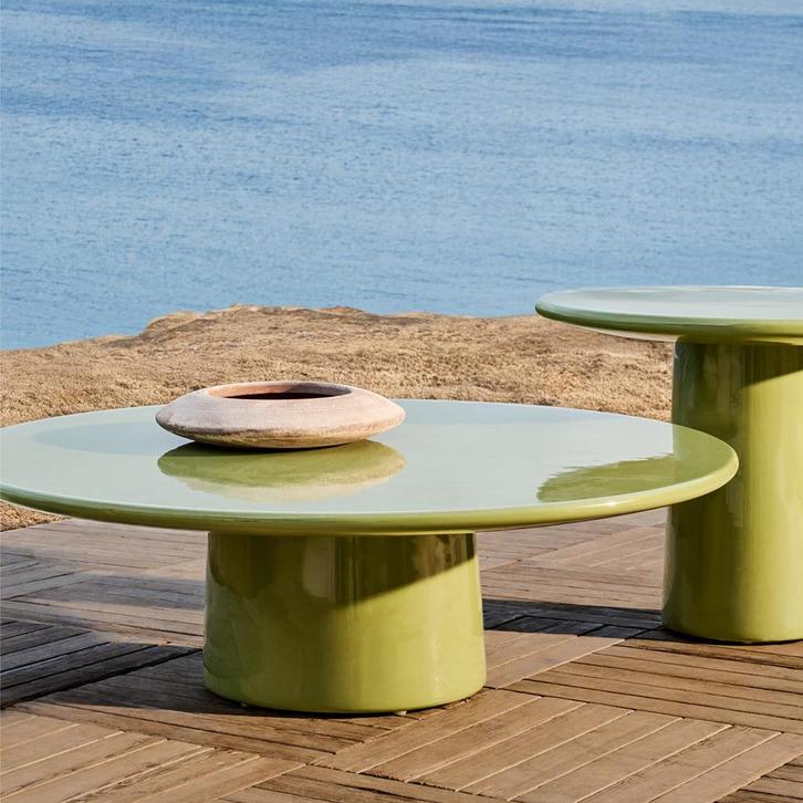 *WOONWINKEL* Kave Home Albanella Ronde Salontafel Groen Glan, Huis en Inrichting, Tafels | Salontafels, Nieuw, Verzenden