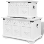 2x Kisten Wit | Tweedekansje | Handgesneden Design, Huis en Inrichting, Woonaccessoires | Kisten, Minder dan 50 cm, 50 tot 100 cm
