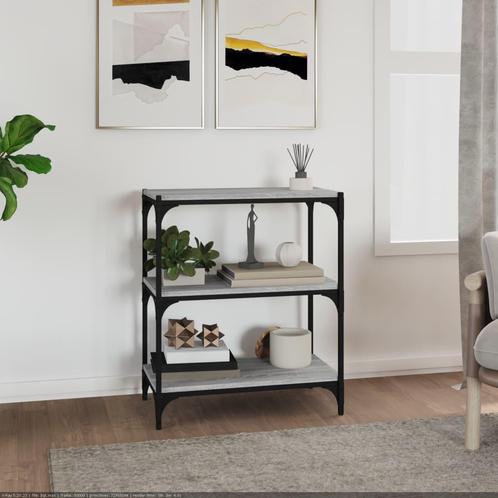 vidaXL Boekenkast 60x33x70,5 cm hout en staal grijs sonoma, Huis en Inrichting, Kasten | Boekenkasten, 25 tot 50 cm, Nieuw, Overige houtsoorten
