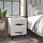 vidaXL Nachtkastje met metalen poten 40x30x50 cm wit, Minder dan 45 cm, Verzenden, Nieuw, Minder dan 55 cm