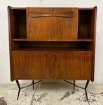 Drankkast - Teak, Metaal, Glas, Spiegel - Mobiele bar in