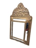 Spiegel - Messing, Glas - 64 cm, Antiek en Kunst