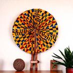 Afrikaanse handwaaier - Ankara print waaier - Osei - Geel ke, Huis en Inrichting, Woonaccessoires | Wanddecoraties, Ophalen of Verzenden