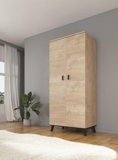 Kledingkast Jenny - Eiken - Zwart - 81 cm - Garderobekast, Huis en Inrichting, Kasten | Vitrinekasten, 50 tot 75 cm, Nieuw, 200 cm of meer