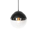 Retro hanglamp zwart met helder glas 20 cm - Eclipse, Nieuw, Glas, Retro, 75 cm of meer