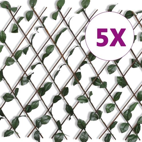 vidaXL Tuinlatwerk 5 st met kunstbladeren 180x90 cm wilg, Tuin en Terras, Schuttingen, Nieuw, Hout, Minder dan 1 meter, Verzenden