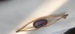 Broche - 18 karaat Geel goud Amethist - Antieke barspeld