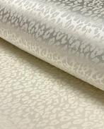 Satijn Jacquard Panter Gebroken Wit, Hobby en Vrije tijd, Stoffen en Lappen, Nieuw, Wit