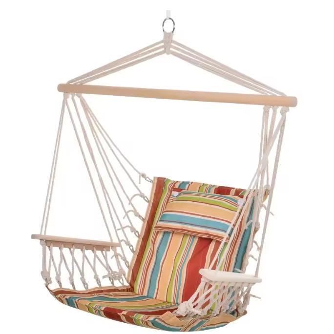Boho / Ibiza Hangmat met Spreidstok en Kussen - Tuin - 100kg, Tuin en Terras, Tuinstoelen, Nieuw, Verzenden