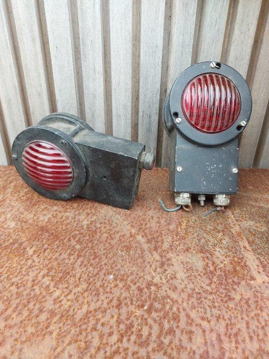 Lamp - Glas, Metaal - wagon- treinlamp, Antiek en Kunst, Curiosa en Brocante