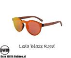 Houten zonnebril: Leda Blaze Rood met gepolariseerde spie...