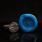 Byzantijns Bronzen met geëtst vogel, tak en X Ring (Zonder