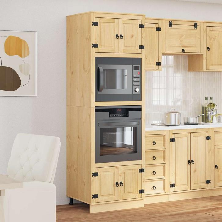 vidaXL Kast met plank Honing 66 x 58 x 207 cm Massief, Huis en Inrichting, Keuken | Keukenelementen, Bruin, Nieuw, Verzenden