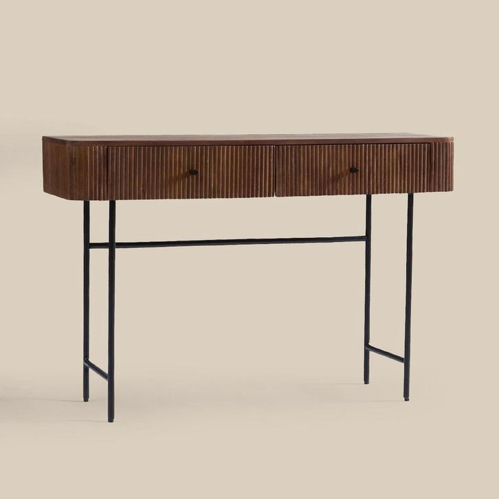 *WOONWINKEL* Sidetable Ribbel Hout 120 Cm, Huis en Inrichting, Tafels | Sidetables, Nieuw, Verzenden