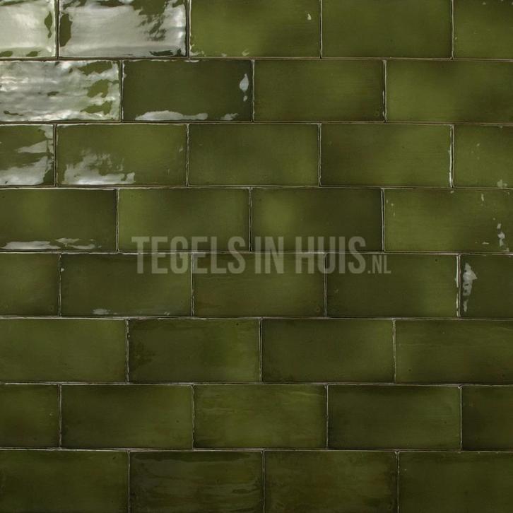Equipe wandtegel manacor 7.5x15 basil groen glans handvorm, Doe-het-zelf en Verbouw, Tegels, Wandtegels, Nieuw, 10 m² of meer