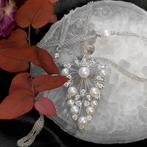 18 Krt. Witgouden collier met parel en diamant 1,75 ct. ;..., Sieraden, Tassen en Uiterlijk, Kettingen, Gebruikt, Overige kleuren