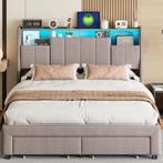 Tweepersoonsbed met LED, USB-Poorten en Opbergruimte, Verzenden, Nieuw