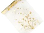 Vanille Creme Organza op Rol Gouden Bloemen (9m x 0.36m), Ophalen of Verzenden, Nieuw