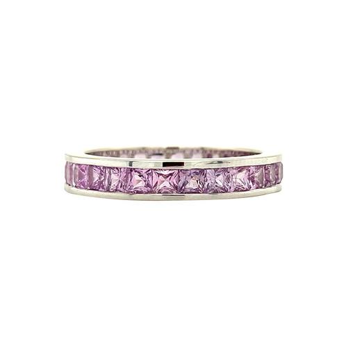 Witgouden alliance ring met roze saffier 18 krt, Sieraden, Tassen en Uiterlijk, Ringen, Roze, Zo goed als nieuw, Goud, Verzenden