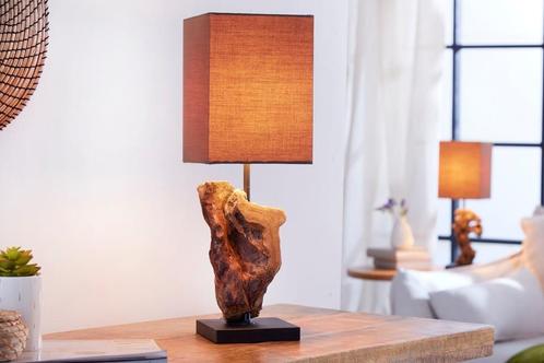 Handgemaakte drijfhout tafellamp HYPNOTIC 45cm bruin met, Huis en Inrichting, Lampen | Tafellampen, Ophalen of Verzenden