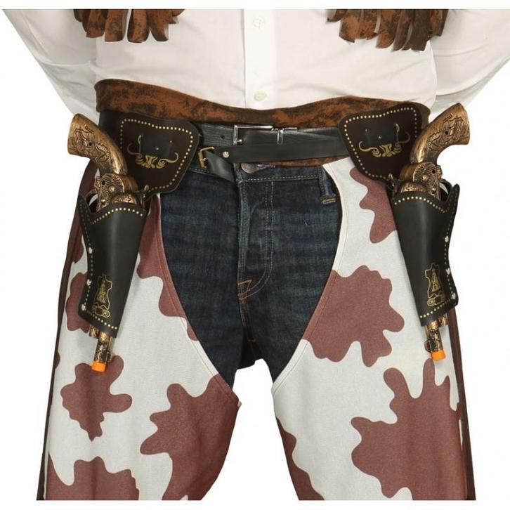 Dubbele cowboy holsters met revolvers volwassenen - Pistol.., Hobby en Vrije tijd, Feestartikelen, Verzenden