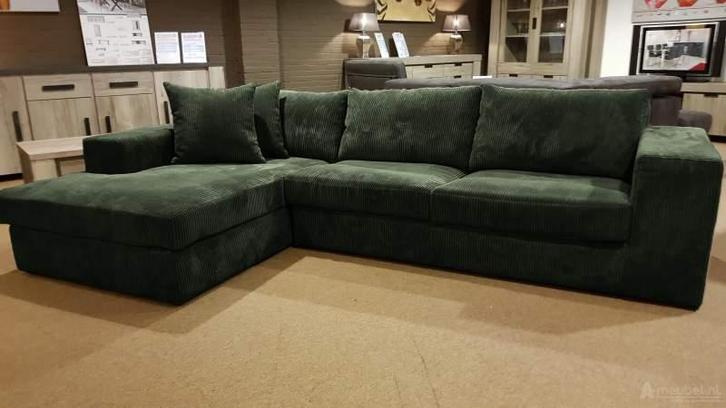 Loungebank Loenen - loungebanken - Groen, Huis en Inrichting, Banken | Sofa's en Chaises Longues, 150 cm of meer, Nieuw, 250 tot 300 cm