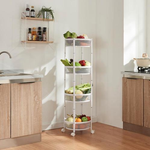 [en.casa] Keukentrolley Sørreisa rond 123xØ37,5 cm wit, Huis en Inrichting, Keuken | Keukenbenodigdheden, Nieuw, Verzenden