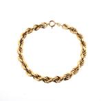 Gouden gedraaide schakel armband | 20,5 cm (veerring), Sieraden, Tassen en Uiterlijk, Armbanden, Ophalen of Verzenden, Gebruikt