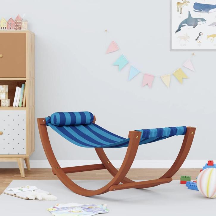 vidaXL Hangmatschommel voor kinderen stof blauw gestreept, Tuin en Terras, Ligbedden, Nieuw, Verzenden