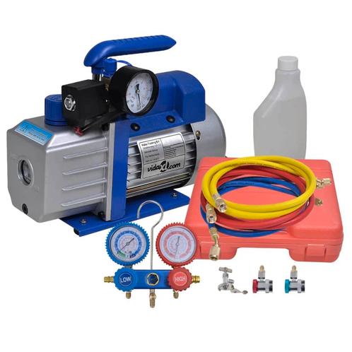 vidaXL Vacuümpomp 1-traps met 2-voudige manometerset, Witgoed en Apparatuur, Airco's, Nieuw, Verzenden