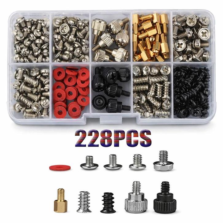 Set van 228 bouten en afstandsbussen voor pc, moederbord en, Doe-het-zelf en Verbouw, Gereedschap | Handgereedschap, Nieuw, Ophalen of Verzenden