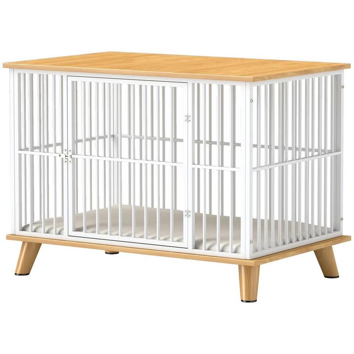 TRUUSK Hondenkooi met Afsluitbare Deur en Kussen - Eiken - V, Dieren en Toebehoren, Konijnen