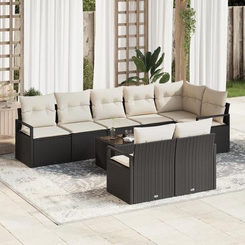 vidaXL 8-delige Tuin Sofa Set met Kussens Bruin Poly Rattan, Tuin en Terras, Tuinsets en Loungesets, Nieuw, Rotan, Verzenden