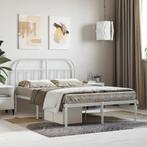 vidaXL Bedframe met hoofdbord metaal wit 120x200 cm, Verzenden, Wit, Nieuw, Twijfelaar
