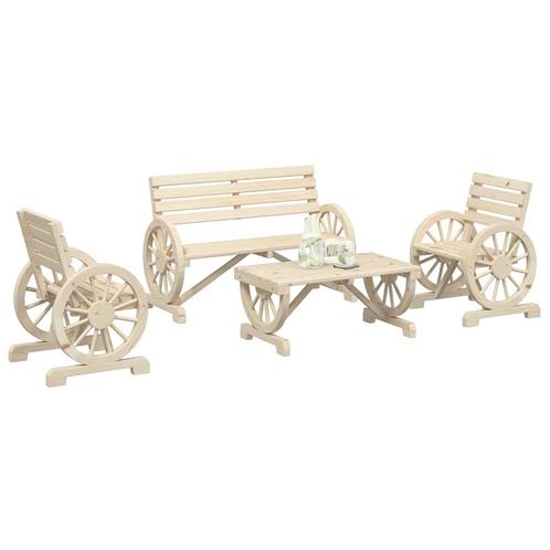 vidaXL 4-delige Loungeset massief vurenhout, Tuin en Terras, Tuinsets en Loungesets, Loungeset, Nieuw, Hout, Verzenden