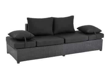 Loungebank - Roma - Zwart - Wicker - Lesli Living beschikbaar voor biedingen