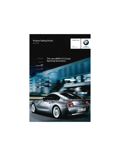 2006 BMW Z4 COUPÉ PRODUCT BEARGUMENTATIE BROCHURE ENGELS, Boeken, Auto's | Folders en Tijdschriften, BMW