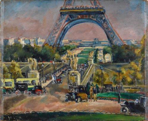 Franse school (XX) - Le pont dIéna et la tour Eiffel., Antiek en Kunst, Kunst | Schilderijen | Klassiek