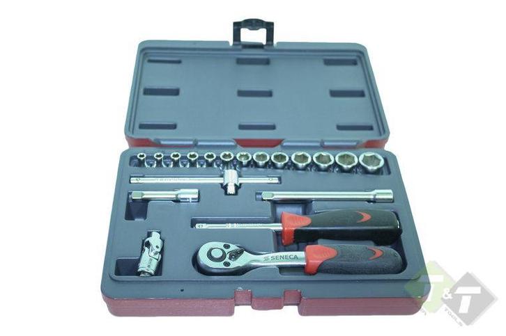 Ratelset, Doppendoos, 1/4 Duims Aansluiting, 19 Delig, Doppe, Doe-het-zelf en Verbouw, Gereedschap | Handgereedschap, Nieuw, Ophalen of Verzenden