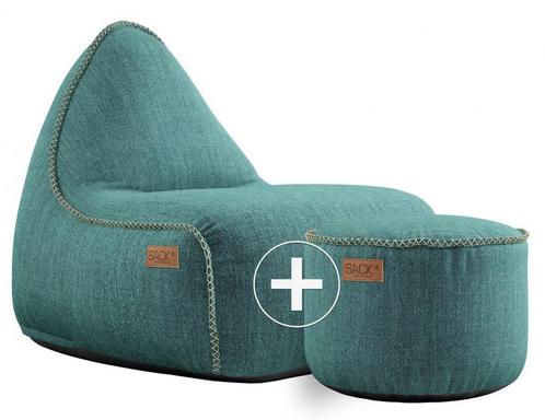 Cobana Lounge Chair & Pouf Outdoor - Petrol, Huis en Inrichting, Zitzakken, Verzenden