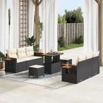 vidaXL Tuin Sofa Set met kussen 9 pcs Zwart en crème 90 x 55, Tuin en Terras, Verzenden, Nieuw, Rotan