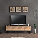 TV meubel Oppdal 45x154x37 cm eiken en marmer zwart [en.casa, Nieuw, Verzenden