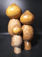 3 prachtige kokeshi van Watanabe Masao  - Beeld - 36 cm -