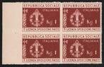 Italië 1943 - RSI - Militaire franchise, mooi kwartet aan de, Gestempeld