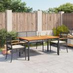 vidaXL 4-delige Tuinset met kussens poly rattan zwart, Tuin en Terras, 4 zitplaatsen, Nieuw, Tuinset, Verzenden