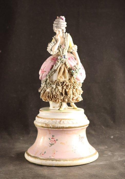 Lampvoet met antiek beeld - Lampenstandaard - Hout,, Antiek en Kunst, Antiek | Overige Antiek