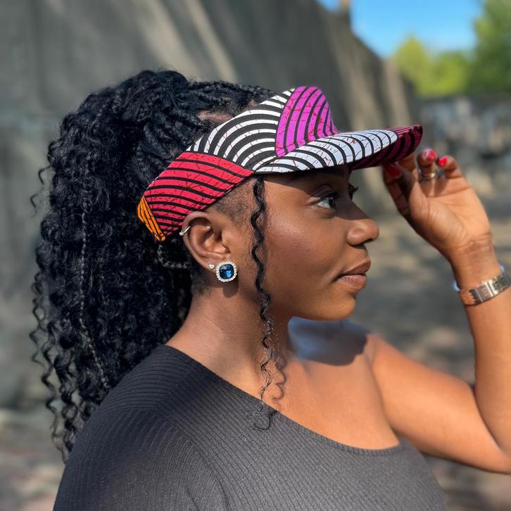 Zonneklep / Pet met Afrikaanse print - Oranje en paarse Conc, Kleding | Heren, Hoeden en Petten, Nieuw, Ophalen of Verzenden