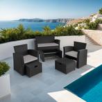 Wicker zitgroep Modena 3+2+1 met beschermhoes - zwart / grij, Tuin en Terras, Tuinsets en Loungesets, Verzenden, Nieuw